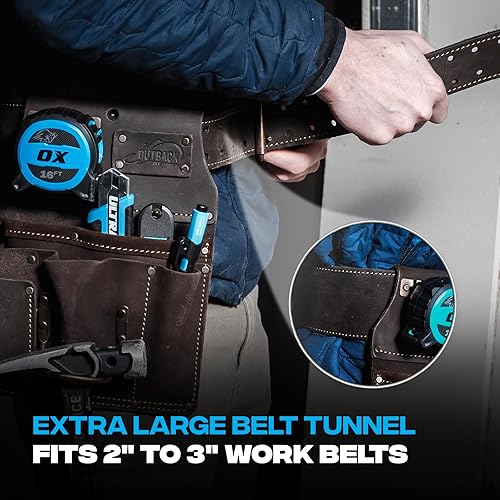 Miniatura 5 de Ox Pro - Bolsas de herramientas de cuero de grano completo, fabricadas con doble costura y bolsillos reforzados con remaches