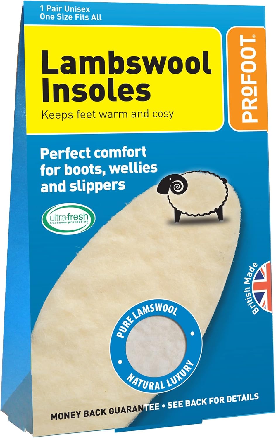 Profoot Lambswool Insoles Full Length Shoe Inserts Ideal for Cold