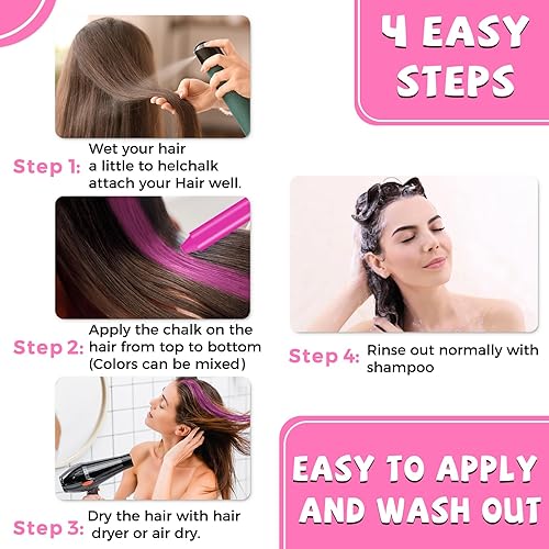 Miniatura 6 de Tiza lavable para el cabello para niñas, kit de maquillaje de 12 bolígrafos de color temporales, regalos para adolescentes, cosas de moda, color de