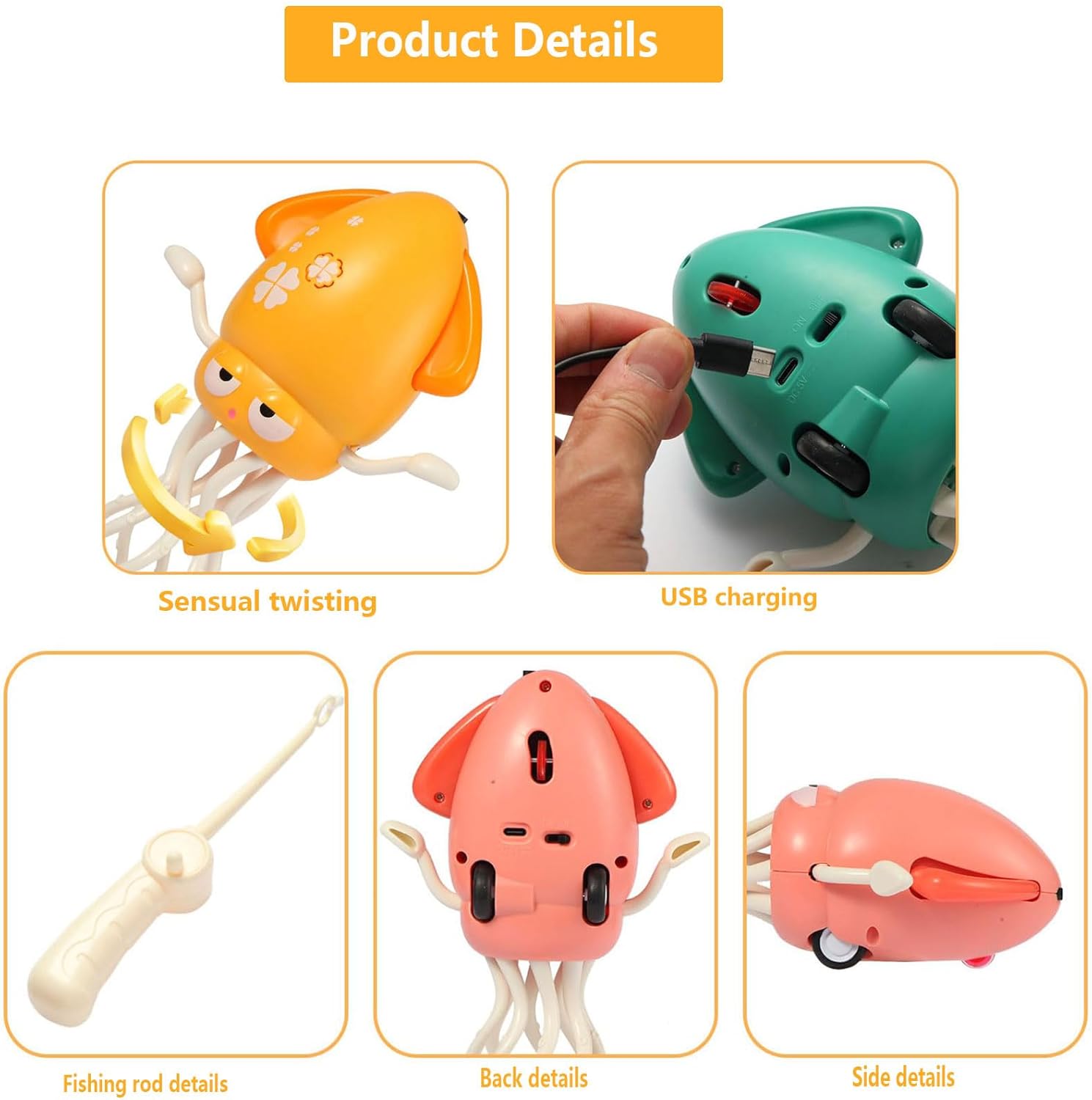 Dancing Octopus Baby Musical Toy,Electric Crawling Squid Tummy Time Toy for Kids Baby Funny Birthday Gifts