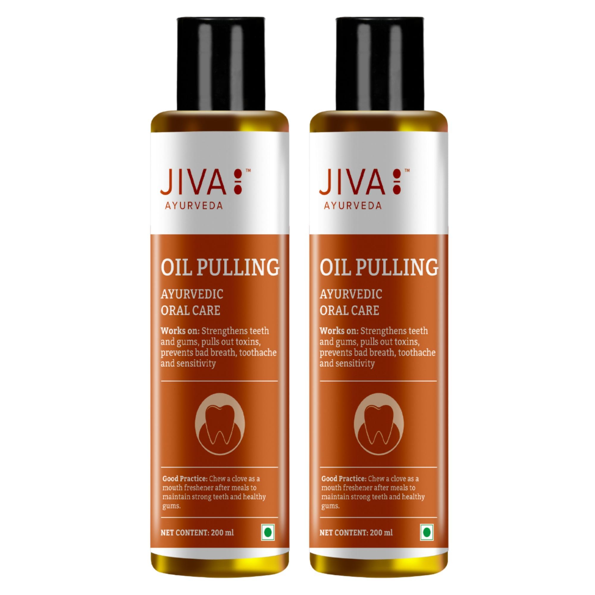 Jiva Oil Pulling 200ml | Ayurvedic Oil For Oil Pulling | Deep Cleanses Mouth & Removes Toxins | Prevent Bad Breath, Alleviates Toothache & Sensitivity (Pack Of 2)