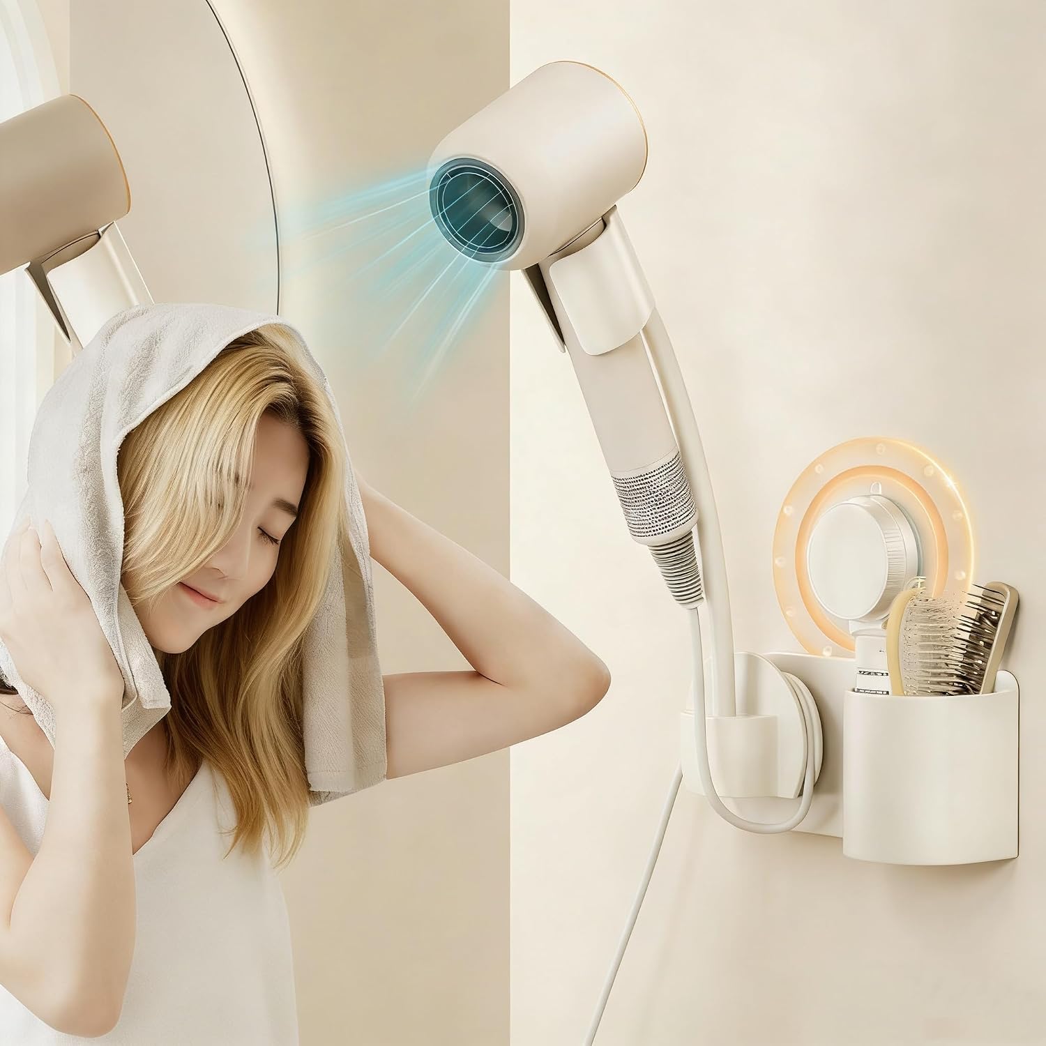 Hair Dryer Holder Wall Mounted, Suction Cup Blow Dryer Rack for Dyson Supersonic Hair Dryer