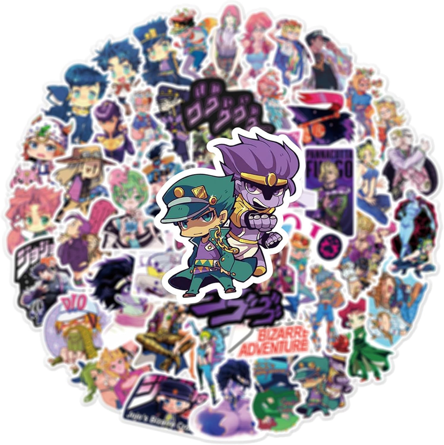 50PCS JoJo's Bizarre Adventure Stickers for Kids Girls Stickers for Water Bottles Laptop Journal Guitar Aesthetic Vinyl Waterproof Decals (Purple) - Image 4