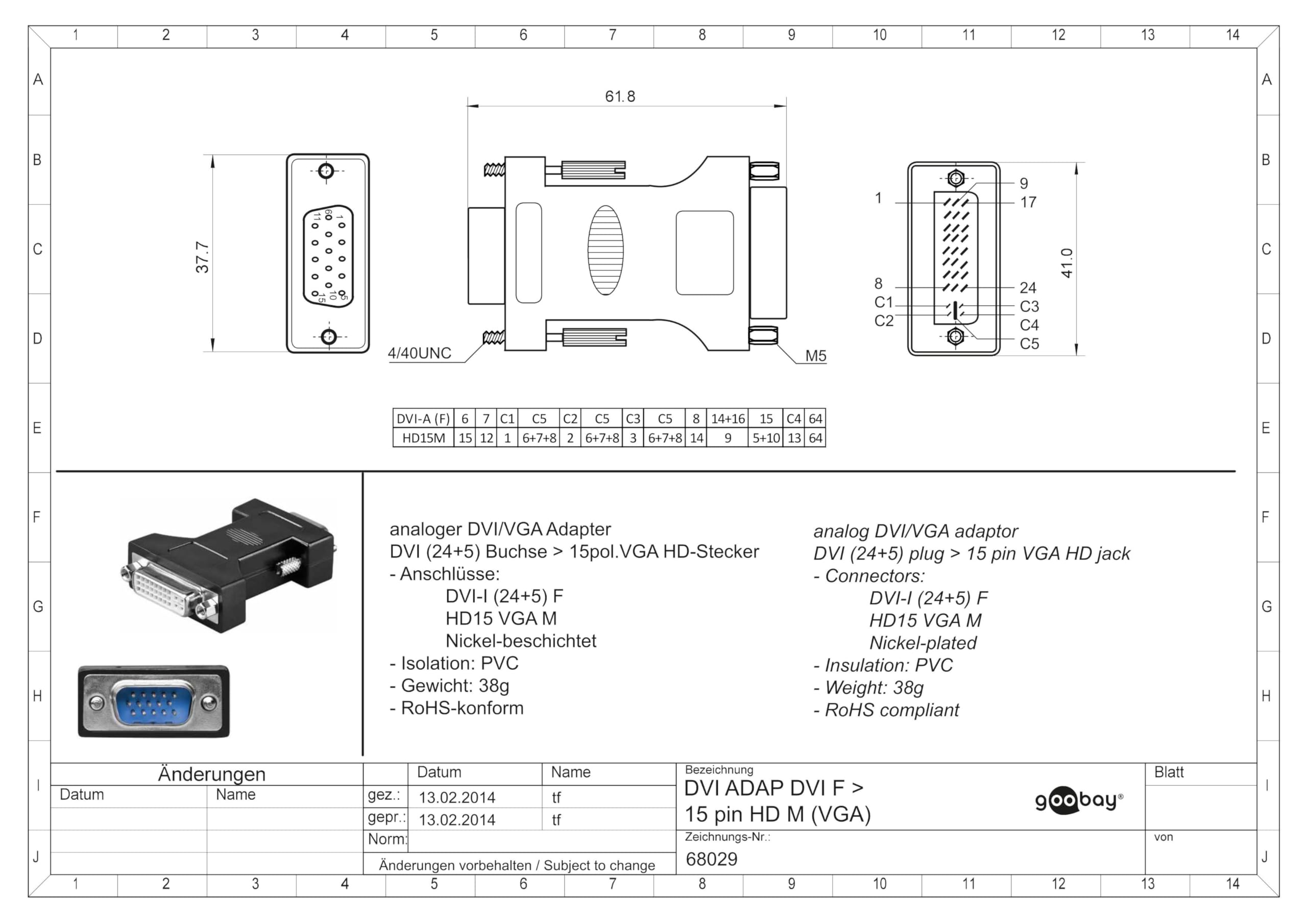 Adattatore Da DVI A VGA Goobay 68029 - Placcato Nickel, Colore Nero - Foto 7