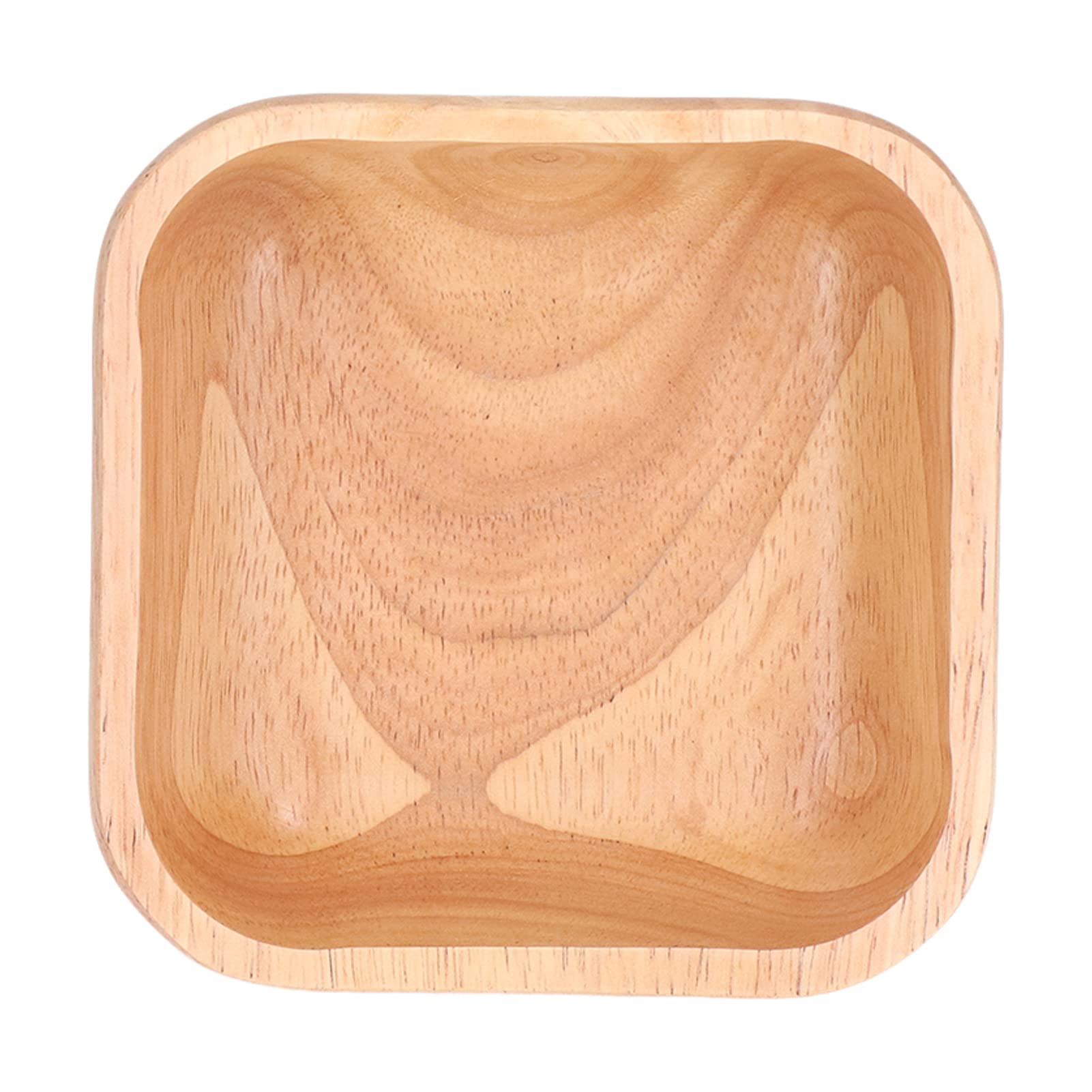 DriKou Rubber Wood Salad Bowl, Handcrafted Simple Stylish Square Bowl Tableware for Party Family Gathering (12.5cm)