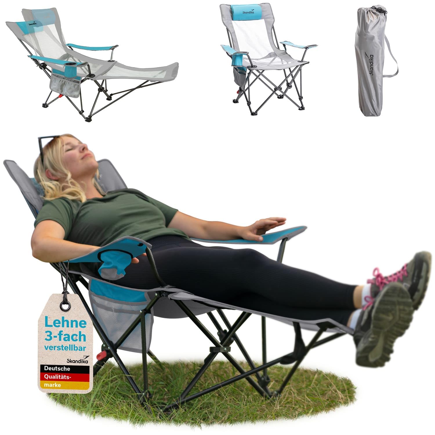 Sedia Spiaggia Pieghevole Skandika - Comoda E Compatta - Foto 6