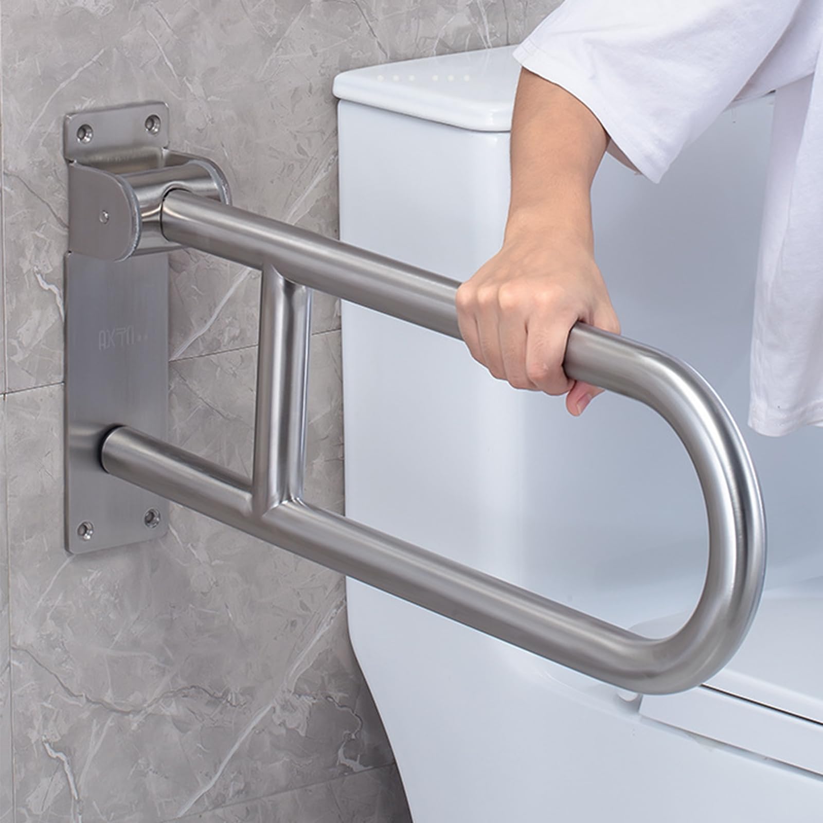 Maniglione Bagno Disabili 60cm, Maniglia Doccia Anziani, di Sostegno Ribaltabile, Barra di Sicurezza Supporta 300-350kg