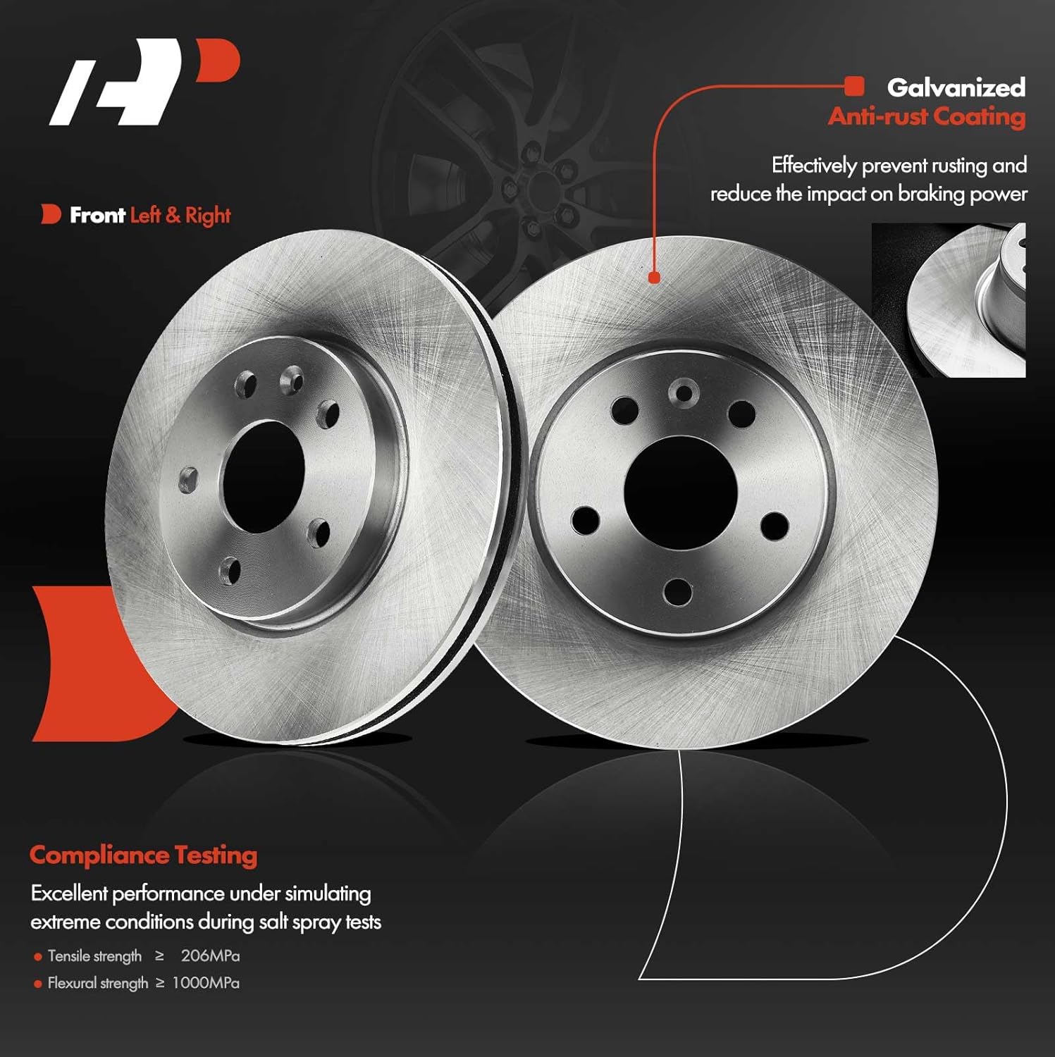 A-Premium 10.86 inch (276mm) Front Vented Disc Brake Rotors Compatible with Select Chevy Models - Cruze 2011-2015, Sonic 2012-2020, Volt 2016-2019, Bolt EV 2017-2022, 2-PC Set
