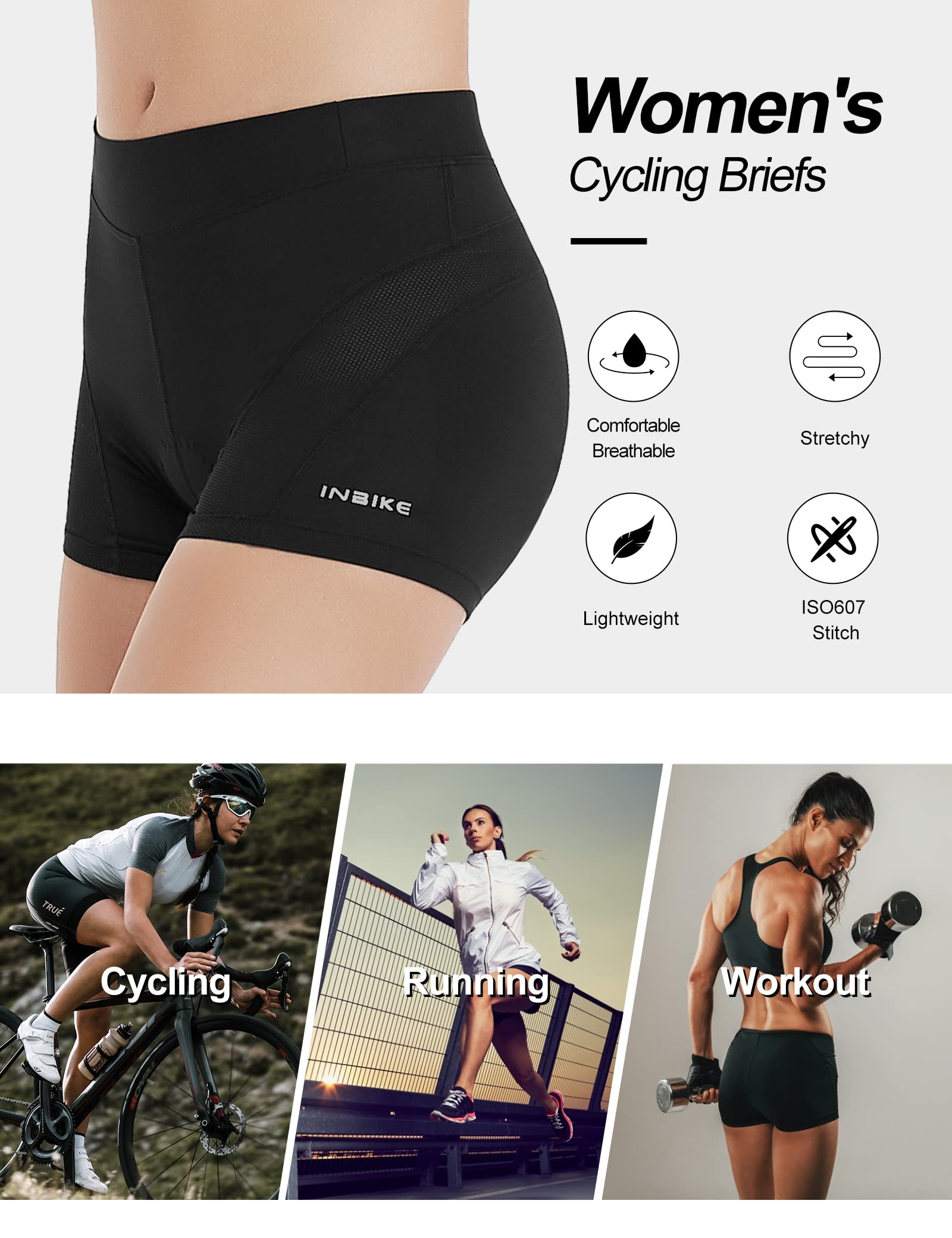 INBIKE Pantaloncini Ciclismo da Donna Mutande Imbottitura 3D per MTB Bicicletta Allenamento Fitness