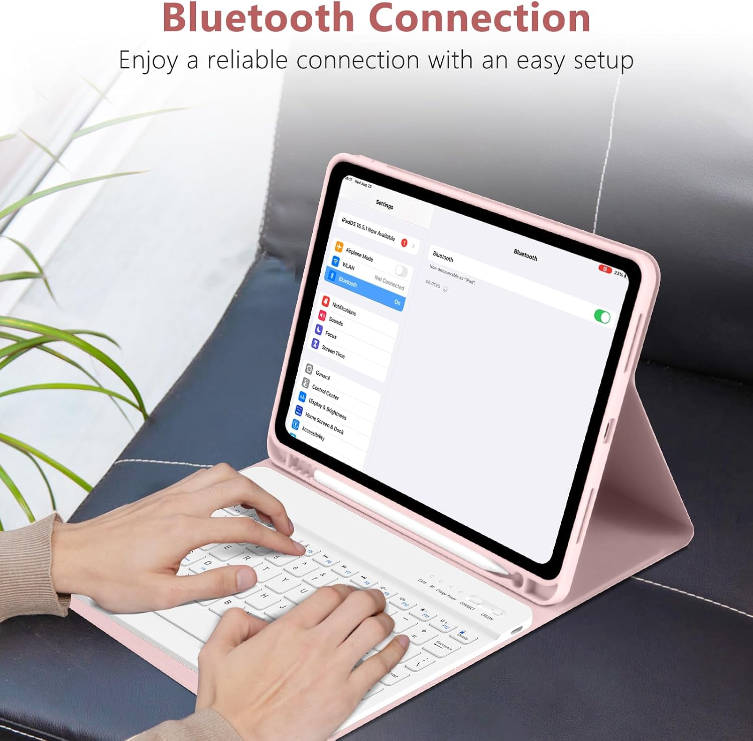 TQQ Keyboard Case for iPad Air 11-inch (M4 2026/M3 2025/M2 2024) & Air 4th/5th Gen, Magnetic Wireless Detachable Keyboard, Stand Folio Cover with Pencil Holder, Thin & Light (Pink)