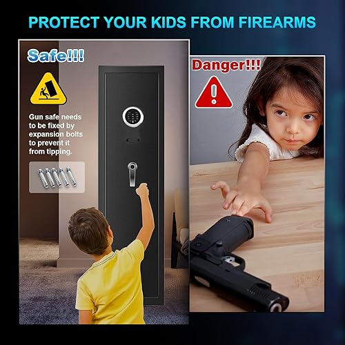 Miniatura 6 de EMAXEE Caja fuerte para pistola de rifle 5-8, gabinete de pistola para rifle y pistolas caseras con teclado digital mejorado y luz LED, cajas