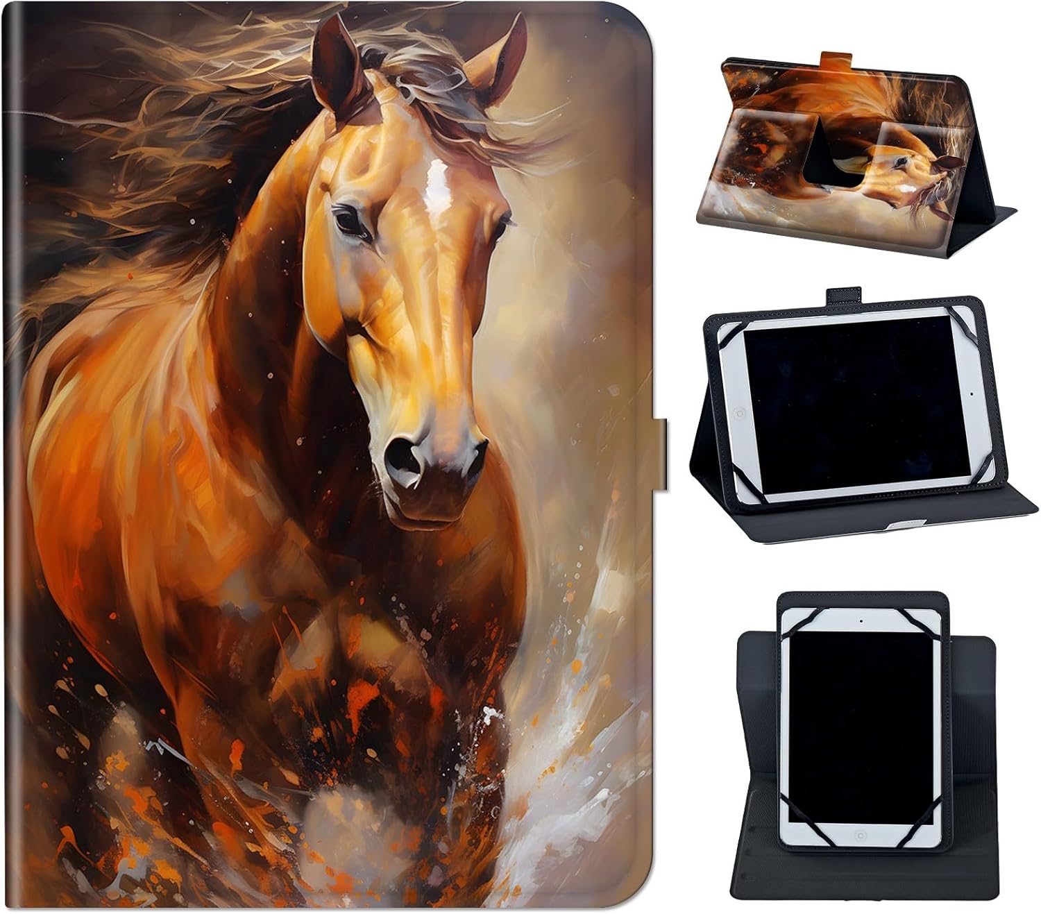 Case for YELLYOUTH 10.1 inch Android Tablet,Mxfdegf 360 Degree Rotating Stand and Magnetic Closure Case for with ZONKO 10.1, Hoozo 10,Winsing 10,Lectrus 10.1" Tablet,Horses Make Life Better