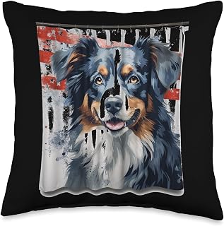 4th of July Dog Owner Apparel MD Australian Shepherd Gift Throw Pillow, 16x16, Multicolor