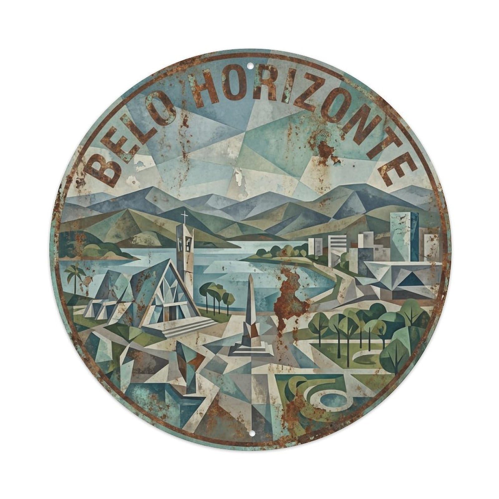 Travel Brazil Retro Belo Horizonte Vintage Metal Tin Sign Plaque Wall Decor for Cafe, Club Bar, Office, Garden Metal Poster 8x8Inch