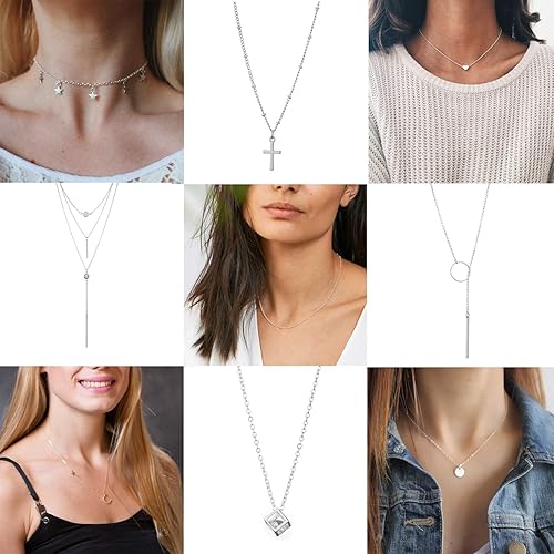 Miniatura 4 de Starain 12 piezas de collar de gargantilla en capas, collar de cadena multicapa de moda, collar de oro simple para mujer