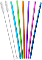 Vista 10 de Paquete de 6 pajitas de repuesto de silicona extra largas de 35.5 cm en color pastel para taza Stanley de 40 oz, pajita flexible reutilizable alta