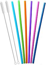 Tegion 12 Inch Extra Long Reusable Silicone Straight Straws for Extra Tall Tumbler 40 OZ Hydro Flask,32 OZ Blender Bottle ...