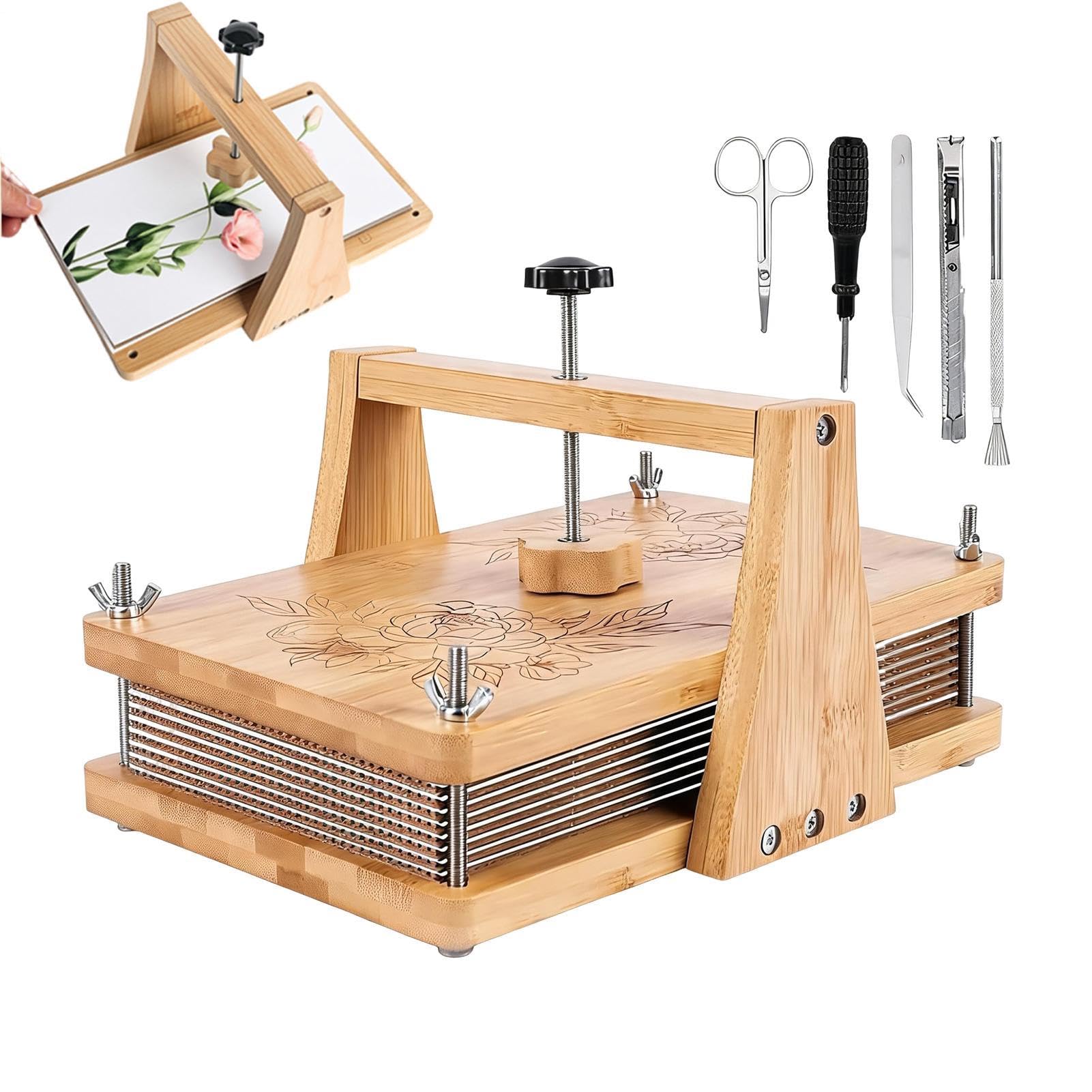 Generico Pressa per fiori in legno Ampio Veloce Riutilizzabile In Legno Con | Kit Cornice Conservazione Fiori Adatto A Scuola Classe Studio Giardino Laboratorio Asilo Biblioteca