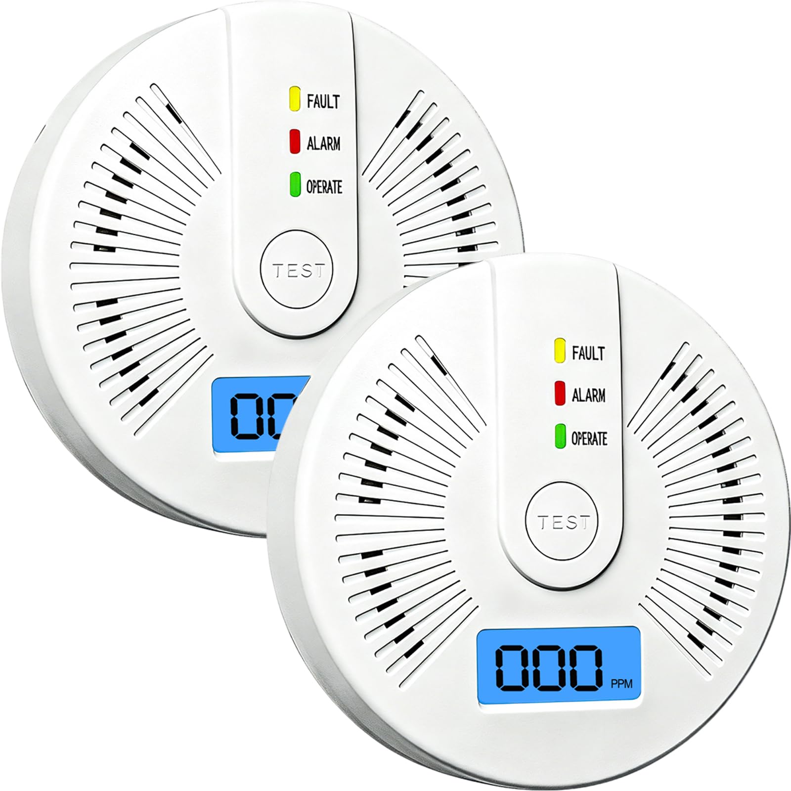 Mini Carbon Monoxide Detector, Battery Powered CO monoxide Alarm with LCD Digital Display for Home and Car Safety, CO Monitor Conforms to EN 50291 Standad (2pcs)
