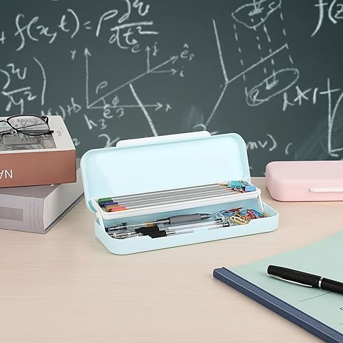 Miniatura 7 de BTSKY Little Duck - Caja de lápices de plástico de doble capa, organizador de caja de plástico con tamaño compacto para lápices, borradores, clips