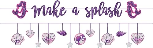 "Barbie Mermaid" - Pancartas de fiesta dobles con purpurina morada, 12 pies, 2 unidades disponible en Yaxa Colombia