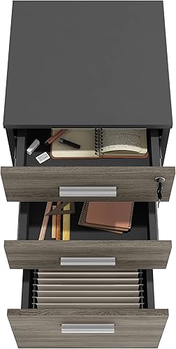 Miniatura 3 de Lazio Archivador con cerradura, Archivador para el hogar y la oficina, Armario Archivador Pequeño con 3 cajones, Soporte para impresora de madera