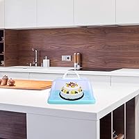 Vista 8 de Contenedor cuadrado azul para almacenamiento de tartas, caja de macarrones con asa, bandeja de viaje portátil para panaderos, chefs y caterers