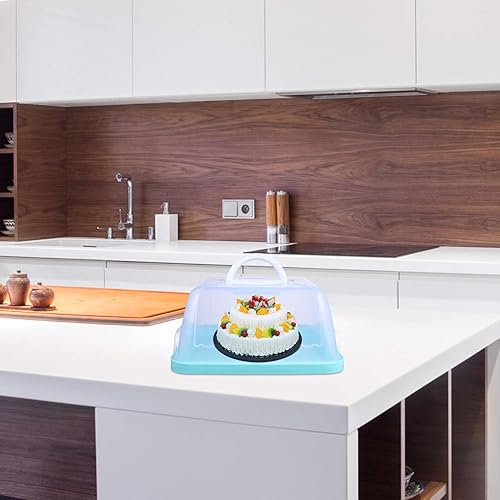 Miniatura 8 de Contenedor cuadrado azul para almacenamiento de tartas, caja de macarrones con asa, bandeja de viaje portátil para panaderos, chefs y caterers