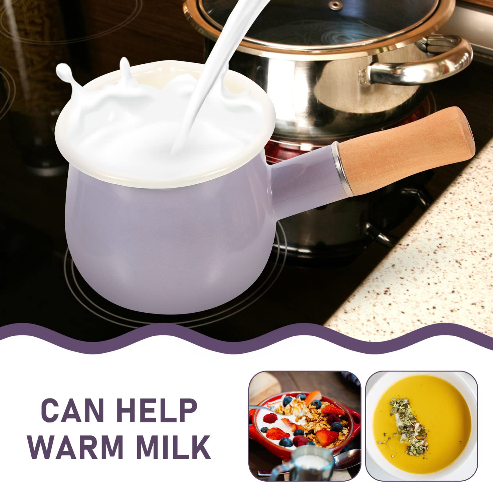 SDdPulse Olla esmaltada pequeña para salsa, olla de sopa, olla para pasta, calentador de leche, olla para ramen para el hogar, cocina, color blanco