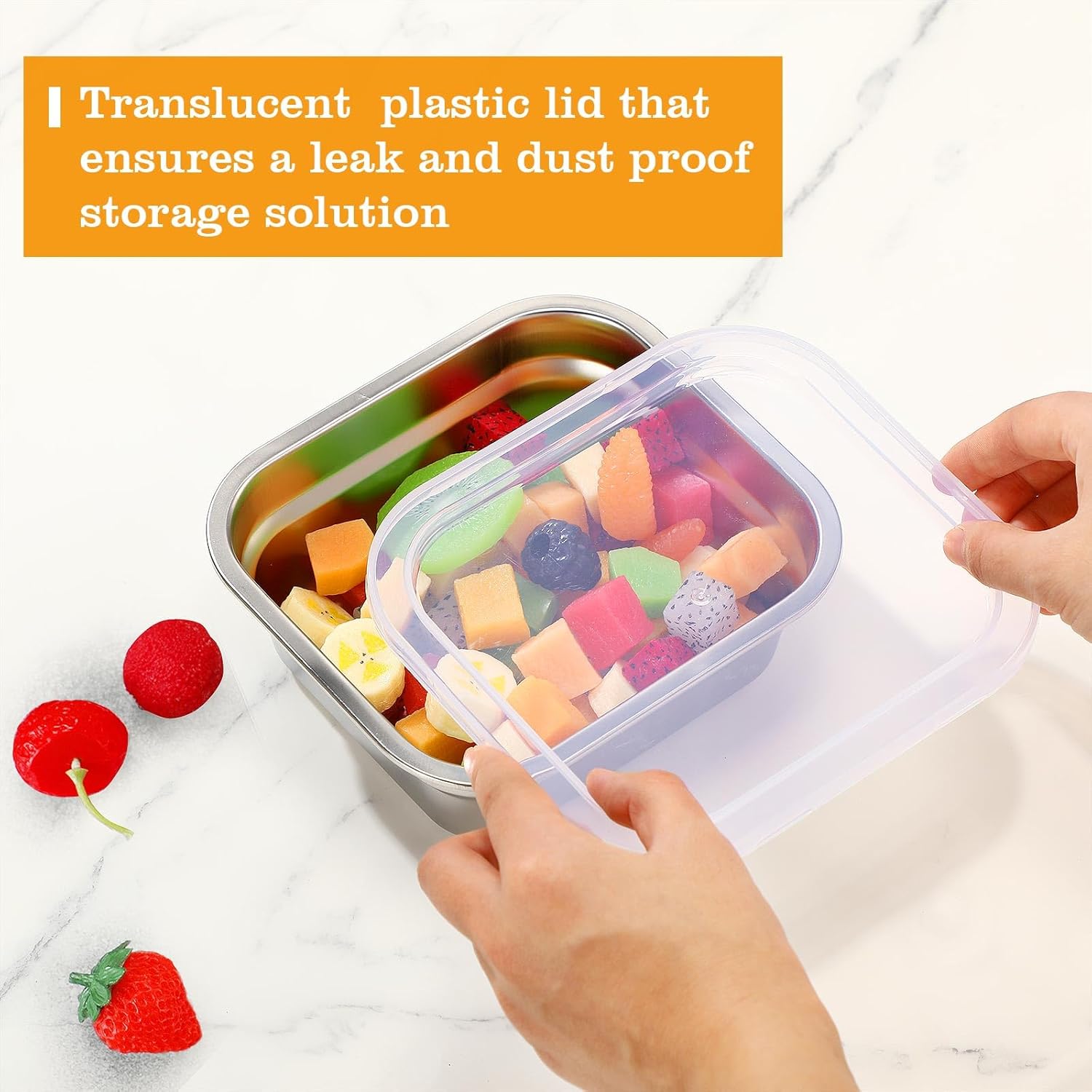 8 Pcs 1/6 Size Hotel Steam Table Pans with Lids, Stainless Steel Food Containers and PP Plastic Covers, Anti-clogging Steamer Pans for Buffet, Catering, Restaurant, and Food Prep (2.5" Deep) - Image 4