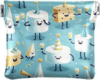 Cartoon Cheeses Coin Purse Leather Pouch Change Purse, Squeeze Coin Pouch for Cards, Keys & Lipsticks, Unisex