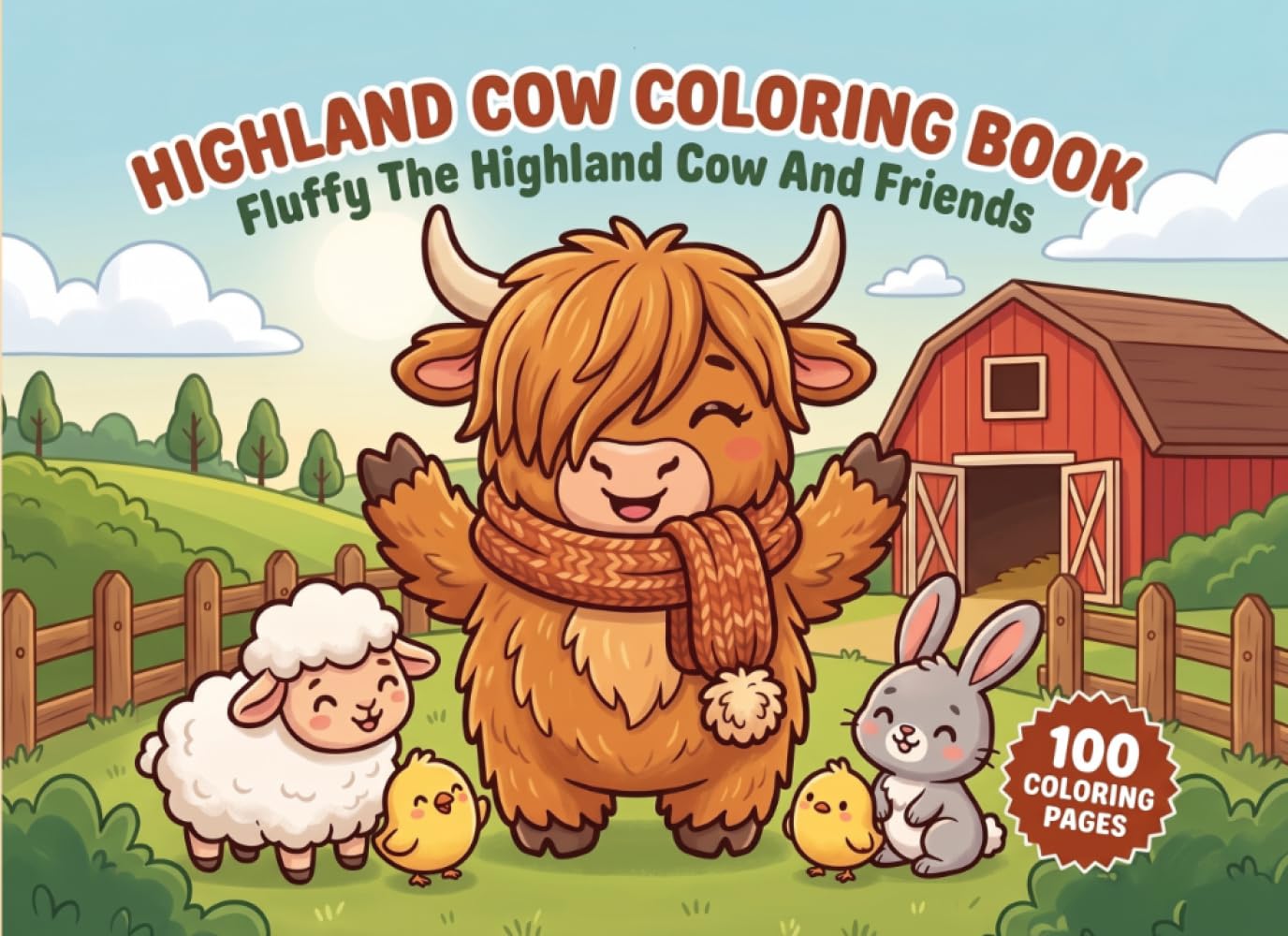 Highland Cow Coloring Book: Fluffy The Highland Cow And Friends