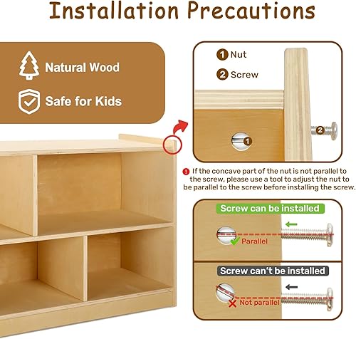 Miniatura 6 de wingyz Gabinete de almacenamiento de madera, estantería Montessori de 5 secciones, organizador de almacenamiento de juguetes para niños, estante