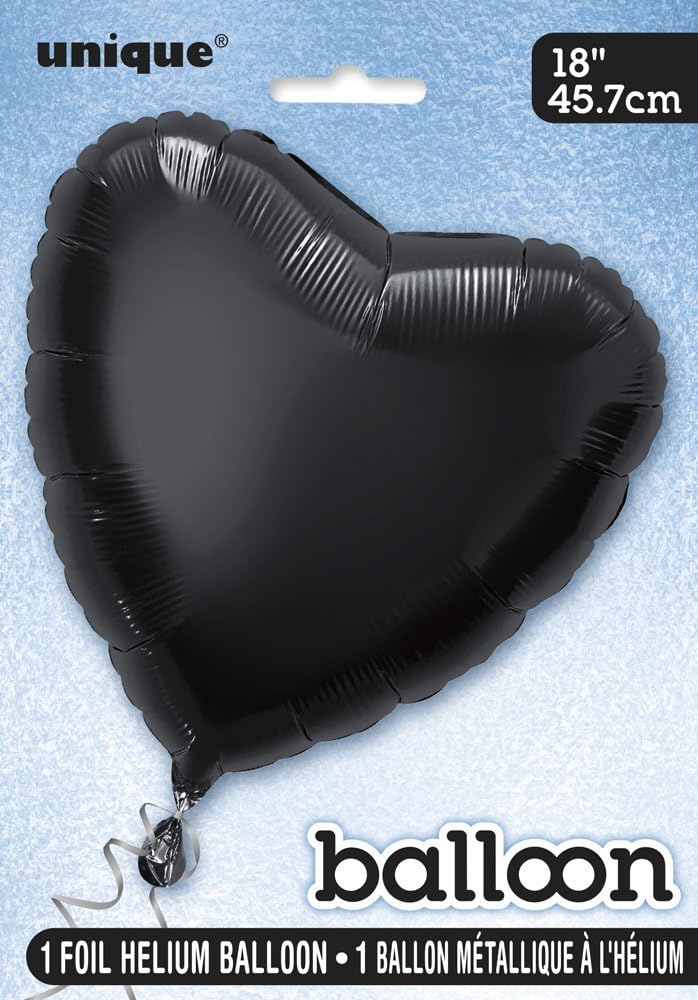Unique Heart Foil Party Balloon, 18", Black