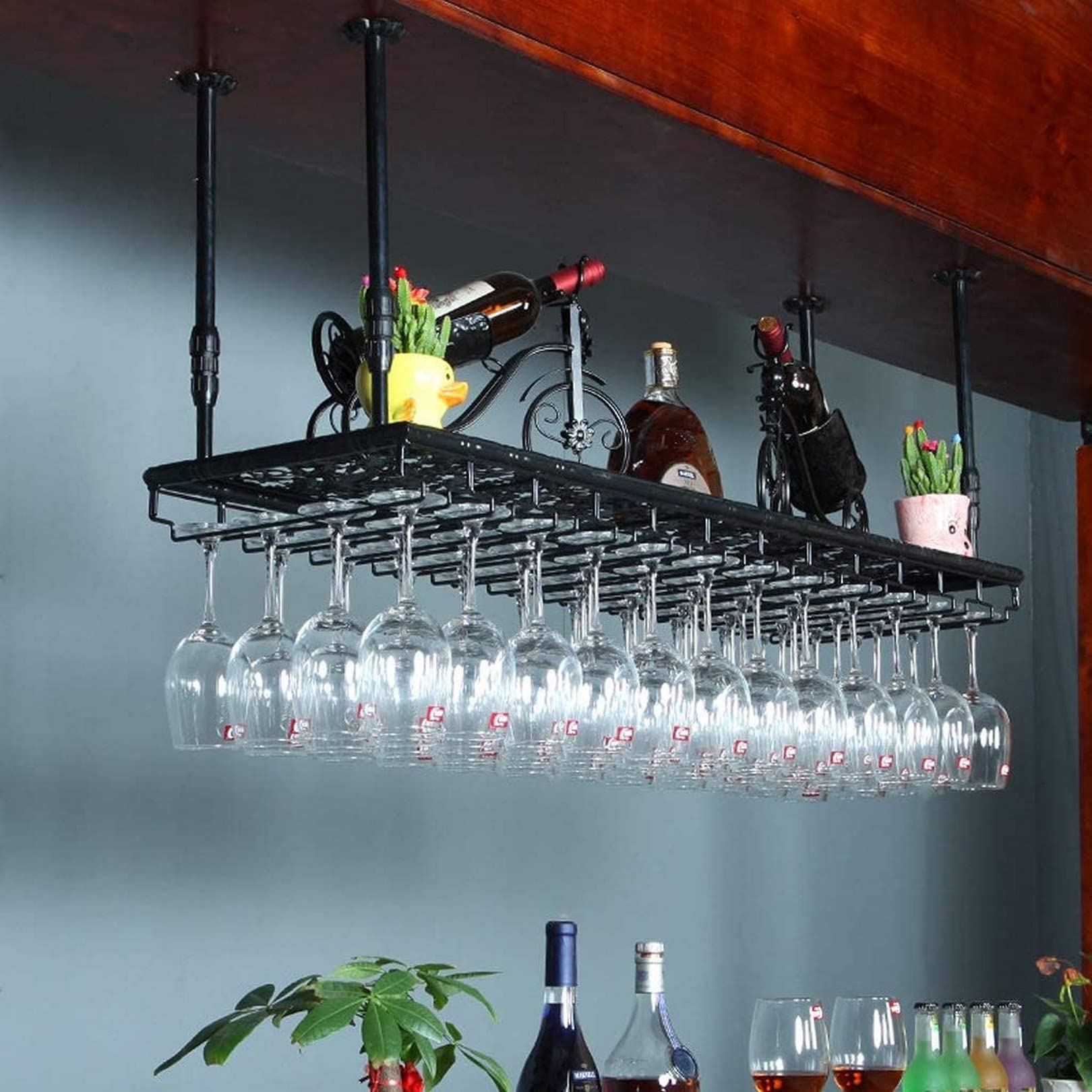 Casier à vin suspendu en métal de qualité supérieure pour bar et pub