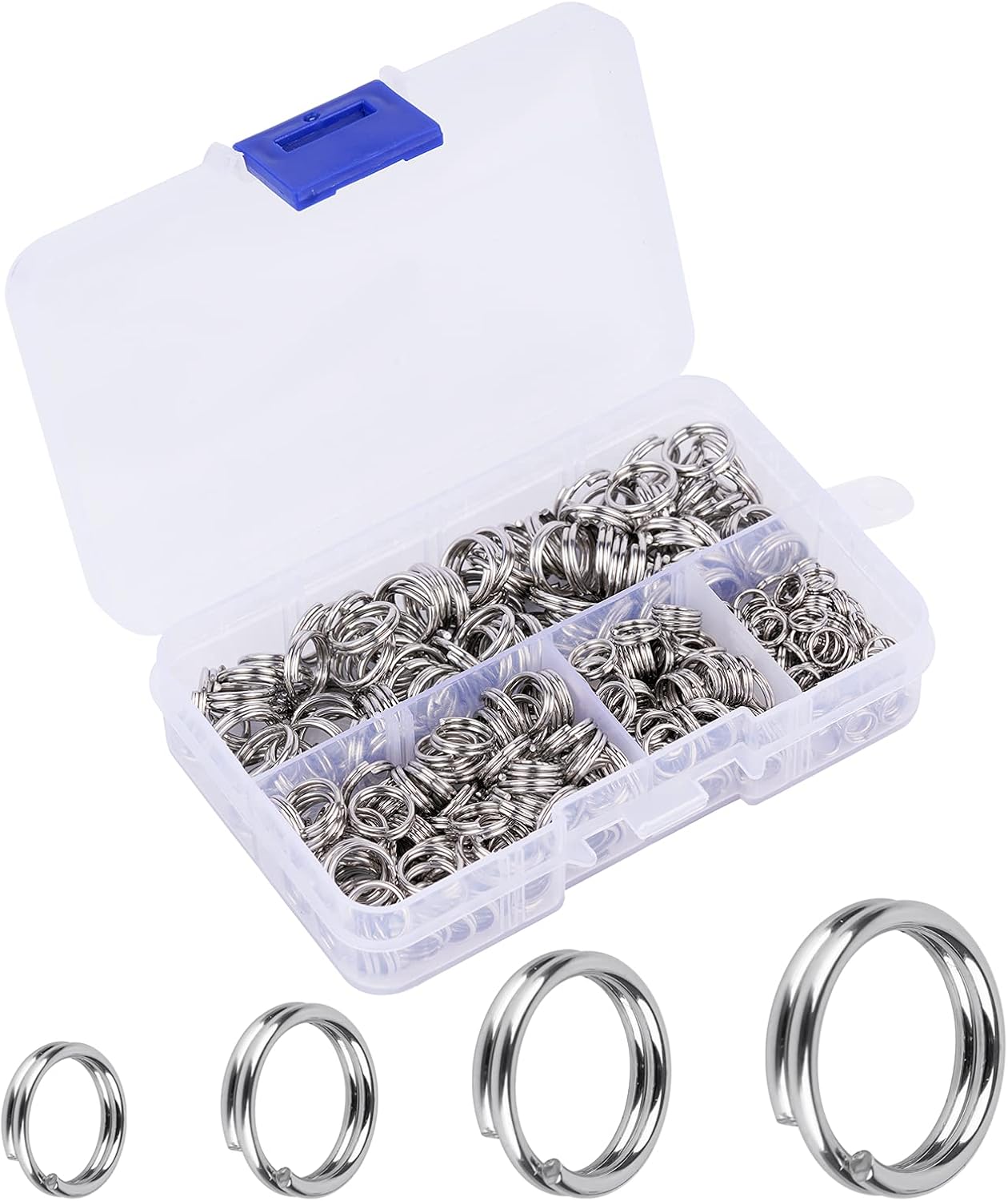 HUIHUIBAO 400 Pieces Premium 304 Stainless Steel Split Ring Double Jump