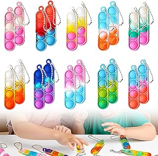 20Pcs Mini Pop Push It Fidget Jouet Porte-Clés, Coloré Silicone Squeeze Pop Bubble Fidget Bulk Jouets Sensoriels,Pour Enfants Adultes Petits Cadeaux Anniversaire