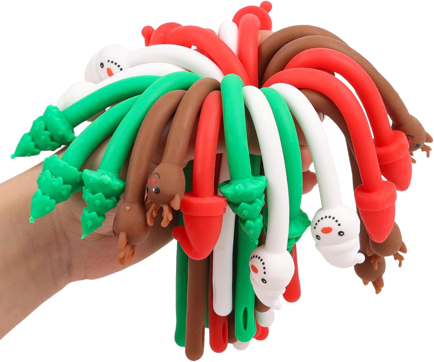 FINGOOO 24 PCS Christmas Stretchy String Toys, Sensory Silly String Fidget Toy for Kids Treat Bag Gifts Stress Relief Toys Xmas Party Supplies