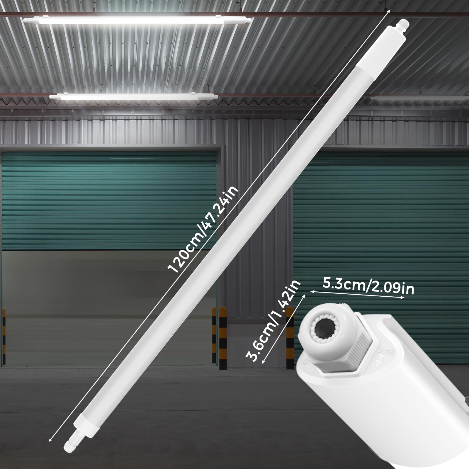 zemty Feuchtraumleuchte LED Röhre 120CM, 3000K/4000K/6500K 36W 3960LM LED Deckenleuchte, IP65 Wasserfest Lichtleiste für Kellerlampe, Werkstattlampe, Küchenlampe, Badlampe