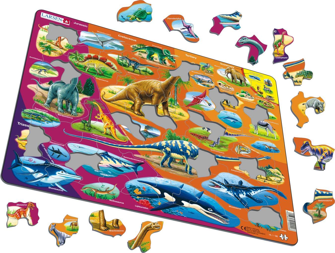 Larsen HL1 Histoire Naturelle - du Trias à nos Jours, édition Anglais, Puzzle Cadre avec de 85 pièces
