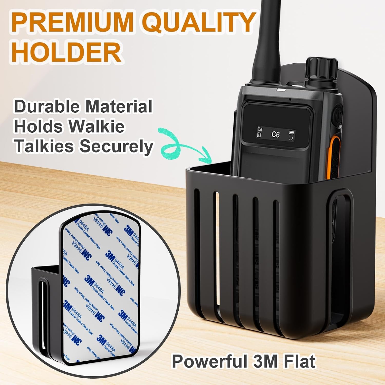 2PCS Walkie Talkies Holder for BAOFENG, Universal Two Way Radio Bracket for pxton, Wall Mount Bracket with Adhesive Back Rack for Motorola Midland MOICO