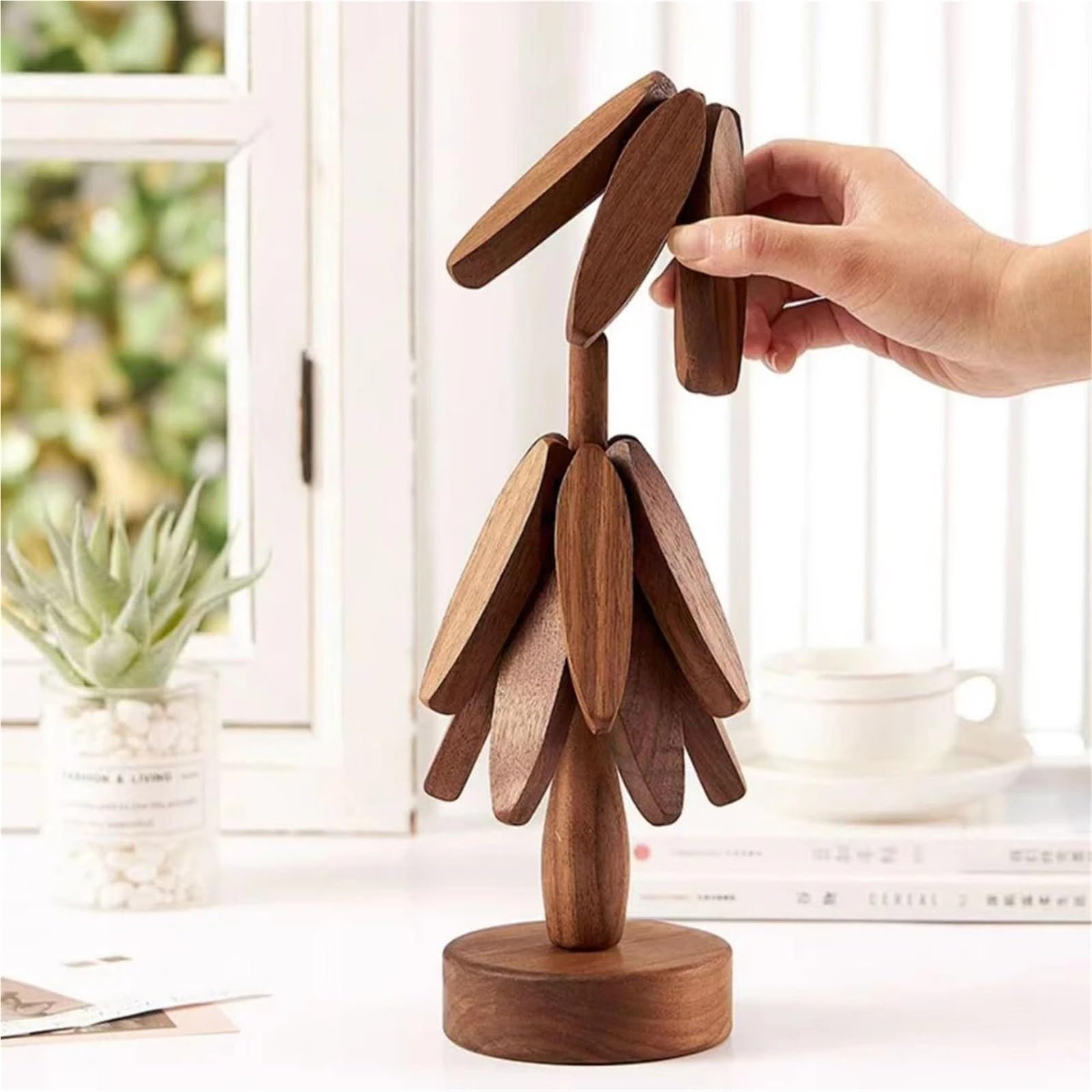 Salvamanteles de Madera antiescaldaduras con diseño árbol Nogal, Decorativos, Resistentes al Calor, for Mesa, Posavasos, Almohadilla Aislante, Cuenco para Ollas y Sartenes Calientes
