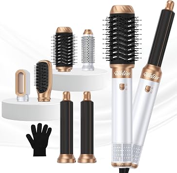 Ukliss 6 in 1 Hair Styler Blow Dryer Brush | Precision-Calibrated for Fine & Normal Hair | Ionic Anti-Frizz Auto Curler | ALCI Verified Bathroom Safety | Ceramic Volumizer Lightweight Hair Tool