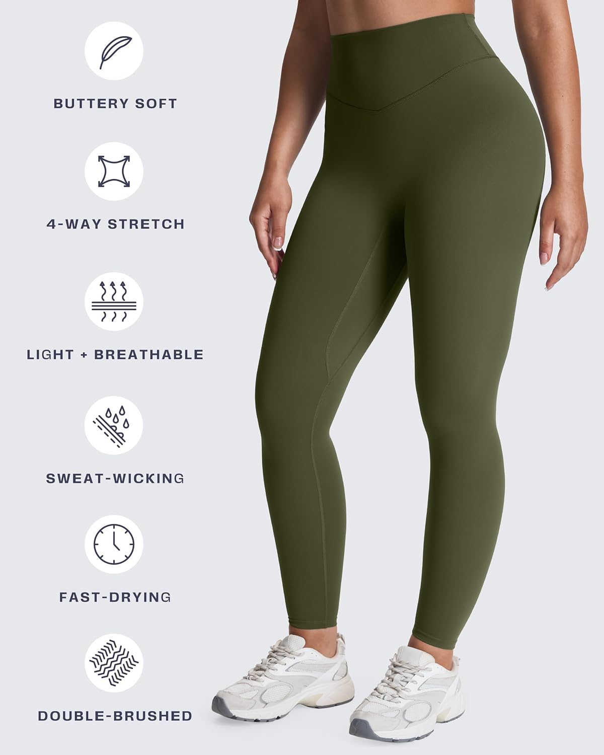 Aoxjox High Waisted Workout Leggings for Women Tummy Control Buttery Soft Yoga Metamorph Deep V Pants 26" - Image 7