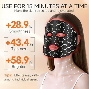 Red Light Therapy Mask for Face,LED Light Therapy mask FM-01, Portable Red Light Therapy Mask, (Black)
