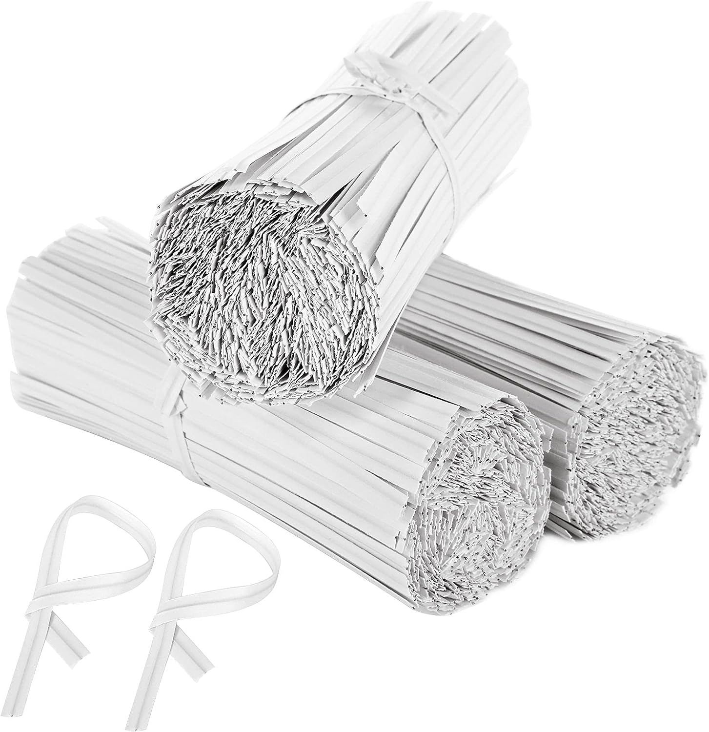 ShanQian 2000pcs 4 Inch White Paper Twist Ties, Bendable Bread Bag Ties