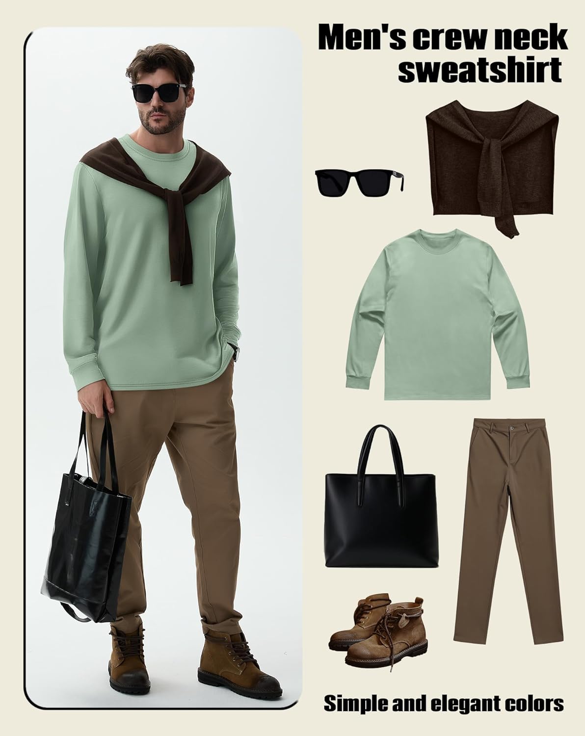 3 Packs Mens Big and Tall Sweatshirts Long Sleeve Crew Neck Pullover Shirts Lightweight Casual Basic Tops - Image 4