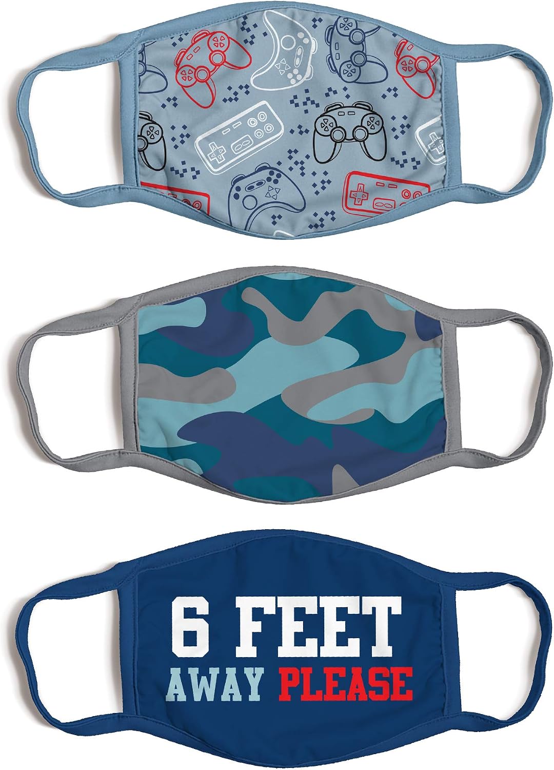 ABG Accessories Boys' 3-Pack Kid Fashionable Protection, Reusable Fabric Face Mask Age 3-7