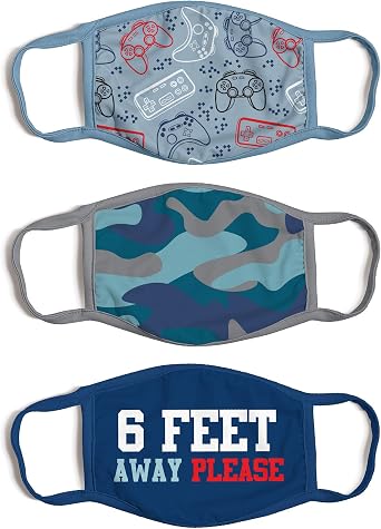 ABG Accessories Boys 3-Pack Kid Fashionable Protection, Reusable Fabric Face Mask Age 3-7