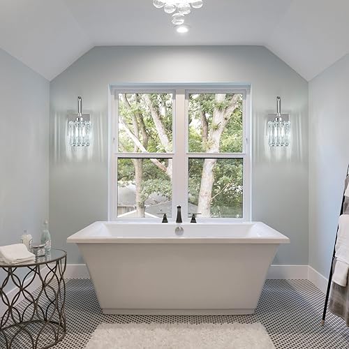 Miniatura 3 de Apliques de Pared, Juego de 2 Lámparas de Tocador de Cristal Cromado, Lámpara de Pared Moderna para Baño, Pasillo y Maquillaje, Fácil Instalación